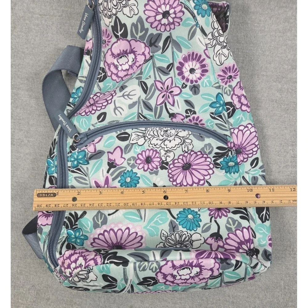 Vera Bradley Sling Backpack Crossbody Teal Purple Floral Travel Pockets Boho